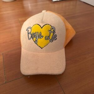 Boys Lie Kids Cap - Yellow Heart on Tan
